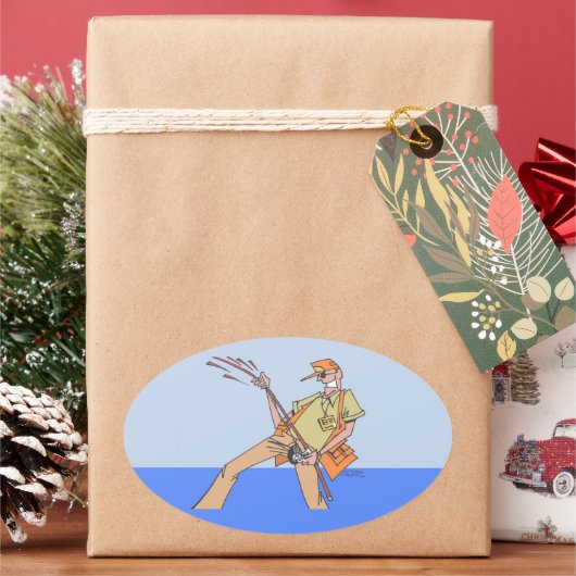 Oval große Aufkleber für Fischer (Feiertag)