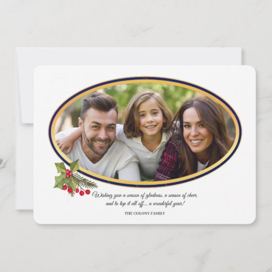 Oval Holiday Foto Card Einladung (Vorderseite)