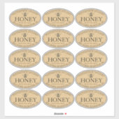 Oval Honey Label 2.25" x 3.8", kundenspezifisch ge (Blatt)
