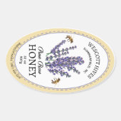 Oval Honey Label Lavender & Bees Queenline Jar Ovaler Aufkleber (Vorderseite)