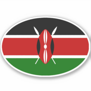 Oval Kenya Flag Aufkleber