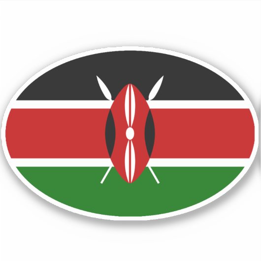 Oval Kenya Flag Aufkleber (Vorderseite)