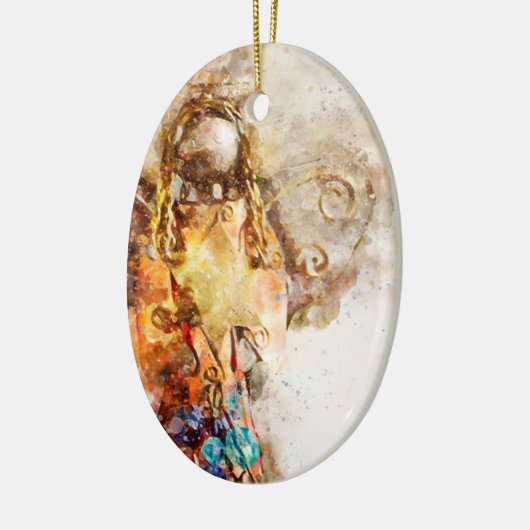 Oval Keramik Angel Ornament (Links)