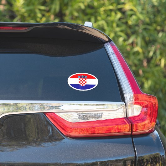 Oval Kroatische Flagge Vinyl Car Aufkleber (Auto Seite)