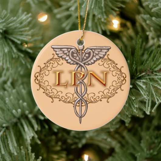 Oval Kupfer Caduceus LPN Nurse Keramikornament (Baum)