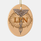Oval Kupfer Caduceus LPN Nurse Keramikornament (Rechts)