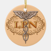 Oval Kupfer Caduceus LPN Nurse Keramikornament (Vorne)