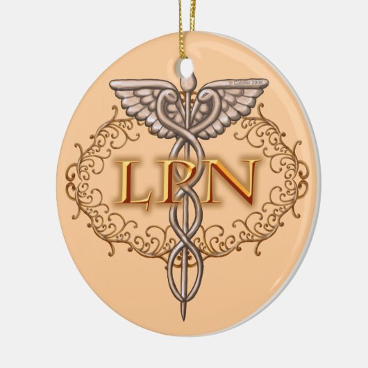 Oval Kupfer Caduceus LPN Nurse Keramikornament (Links)