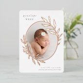 Oval Laurel | Bekanntgabe von Foil Birth Folieneinladung (Stehend vorne)
