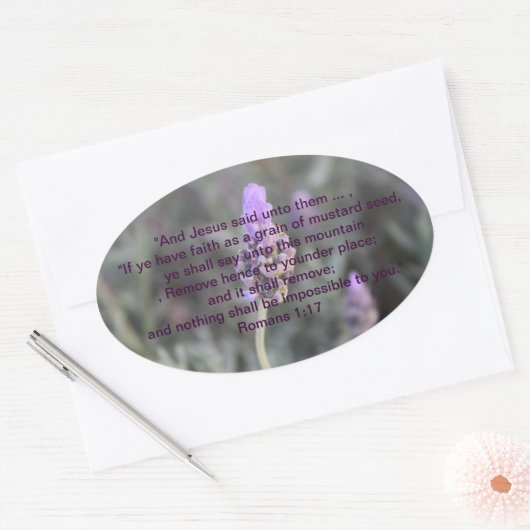 Oval Lavender Stickers christlich Faith Scripting (Umschlag)