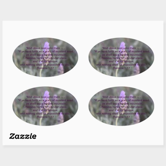 Oval Lavender Stickers christlich Faith Scripting (Blatt)
