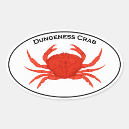 Oval-Logo von Red Dungeness Crab Ovaler Aufkleber