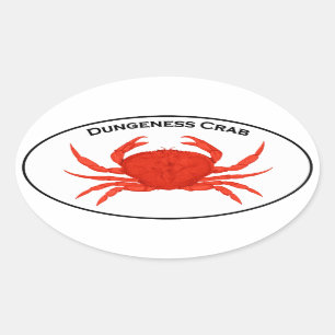 Oval-Logo von Red Dungeness Crab Ovaler Aufkleber