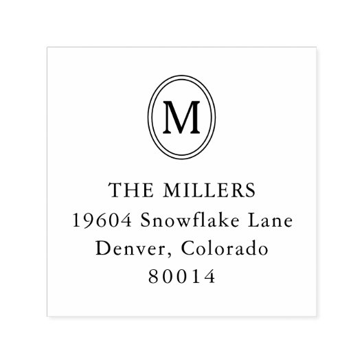 Oval Monogram Personalized Return Address Permastempel (Design)