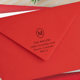 Oval Monogram Personalized Return Address Permastempel