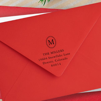 Oval Monogram Personalized Return Address Permastempel