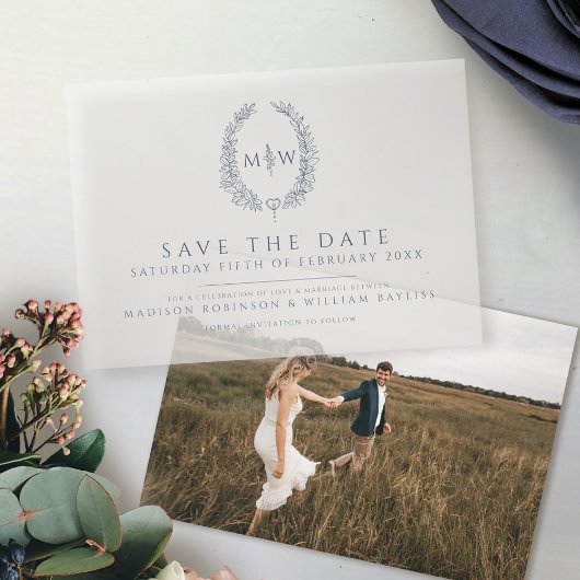 Oval-Monogramm-Hochzeit Save the Date Pergament Einladungen