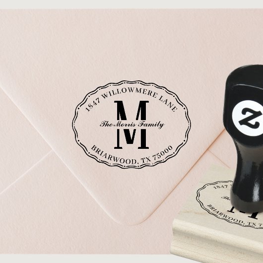 Oval Monogramm Rücksendeadresse Gummistempel