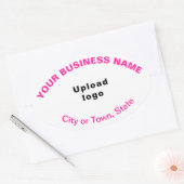 Oval-Muster für Unternehmen - Pink-Texte auf weiße Ovaler Aufkleber (Umschlag)