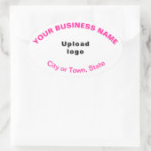 Oval-Muster für Unternehmen - Pink-Texte auf weiße Ovaler Aufkleber (Tasche)