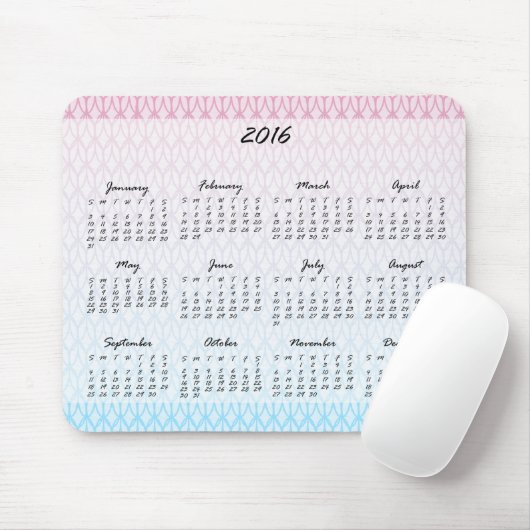 Oval-Muster-Kalender 2016 Mousepad (Mit Mouse)