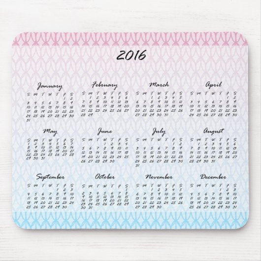 Oval-Muster-Kalender 2016 Mousepad (Vorne)