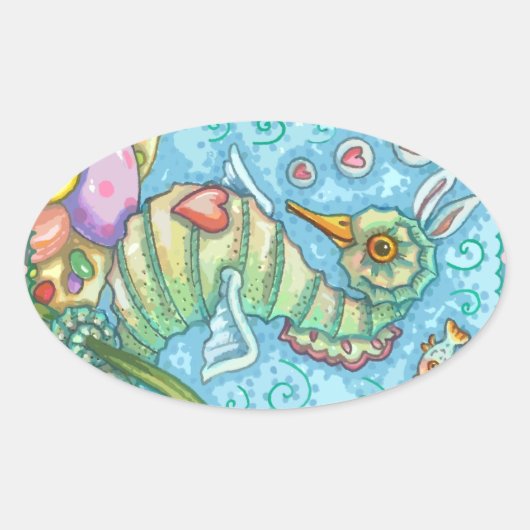 Oval, NIEDLICHE SEEPFERD-KNOCHEN, Oval Ovaler Aufkleber (Vorderseite)