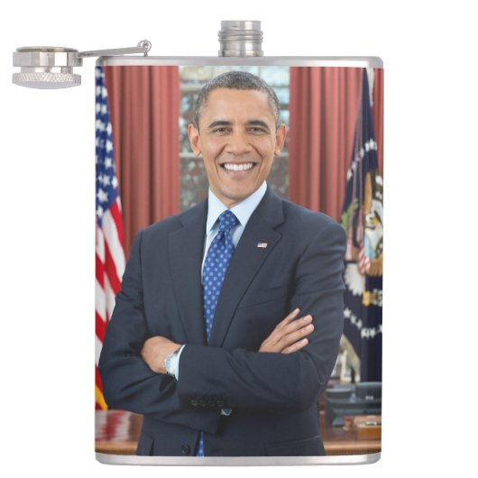 Oval Office Portrait, Obama Barack US-Präsident Flachmann (Geöffnet)