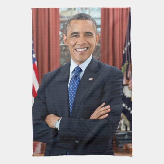 Oval Office Portrait, Obama Barack US-Präsident Geschirrtuch (Vertikal)