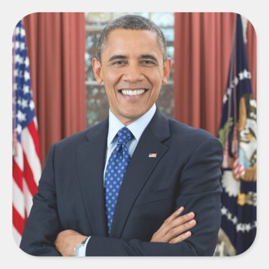 Oval Office Portrait, Obama Barack US-Präsident Quadratischer Aufkleber (Vorderseite)