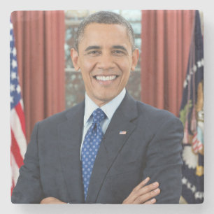 Oval Office-Porträt, Obama Barack US-Präsident Steinuntersetzer