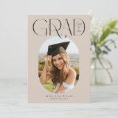 Oval One Foto Beige Abschluss Announccard Ankündigung (Stehend Vorderseite)