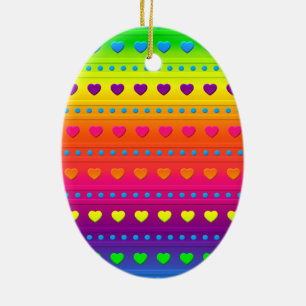 OVAL ORNAMENT Hearts and Stripes