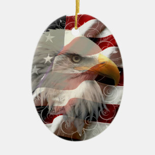 Oval Ornament of American Eagle Flag