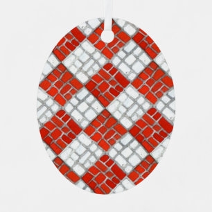 Oval Ornament RED KARO MOSAIC Metal