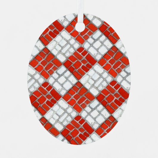 Oval Ornament RED KARO MOSAIC Metal (Vorderseite)