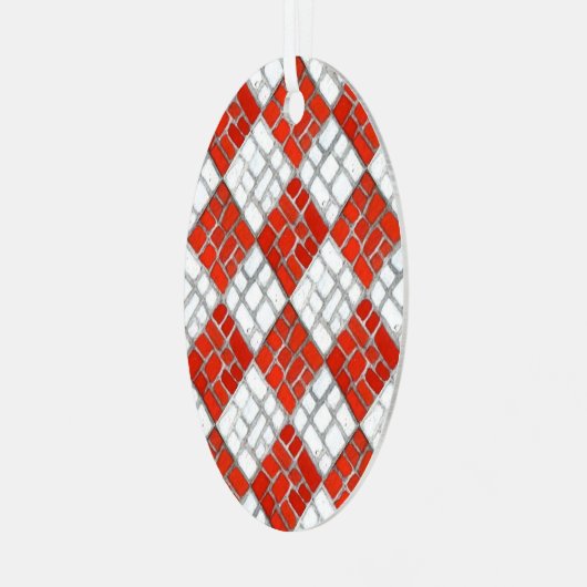 Oval Ornament RED KARO MOSAIC Metal (Vorderseite links)