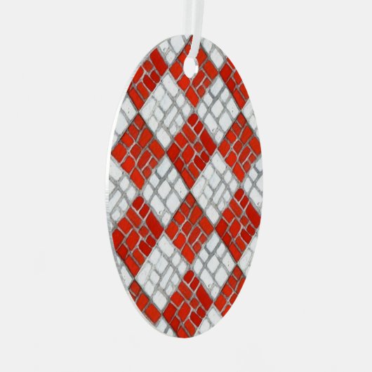 Oval Ornament RED KARO MOSAIC Metal (Vorderseite Rechts)