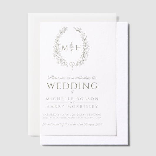 Oval-Oval-Monogramm-Hochzeit Pergament Einladungen (Versetzt)