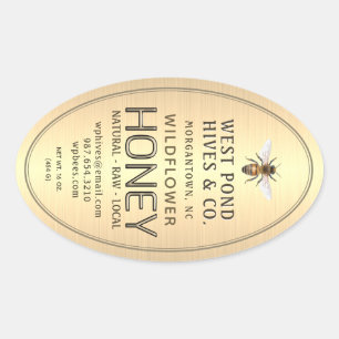 Oval Queenline Honey Jar Label mit Biene 16 & 32oz Ovaler Aufkleber