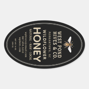 Oval Queenline Honey Jar Label mit Biene 16 & 32oz Ovaler Aufkleber