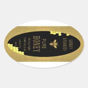 Oval Queenline Honigglas Biene Apiary Gold Vintage Ovaler Aufkleber