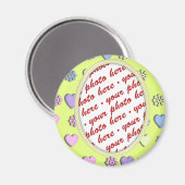 Oval Rahmen gelb mit Herz Magnet (Vorderseite/Rückseite)