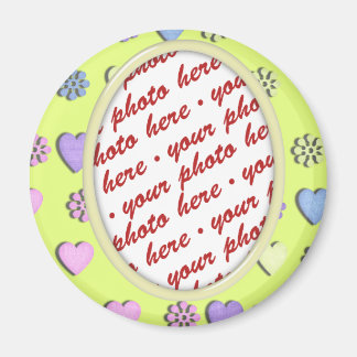 Oval Rahmen gelb mit Herz Magnet