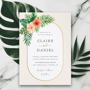 Oval-Rahmen-Hochzeit in tropischer Vegetation Einladung