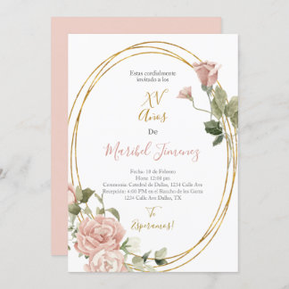 Oval Rahmen Quinceanera Einladung Spanisch