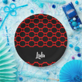 Oval rotes Schwarz Pappteller (Party)