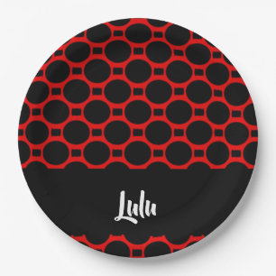 Oval rotes Schwarz Pappteller