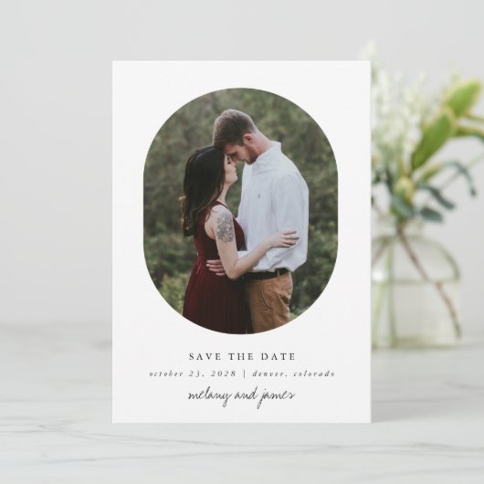 Oval Save The Date (Stehend Vorderseite)