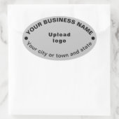 Oval Shape Business-Marke auf grauem Aufkleber (Tasche)